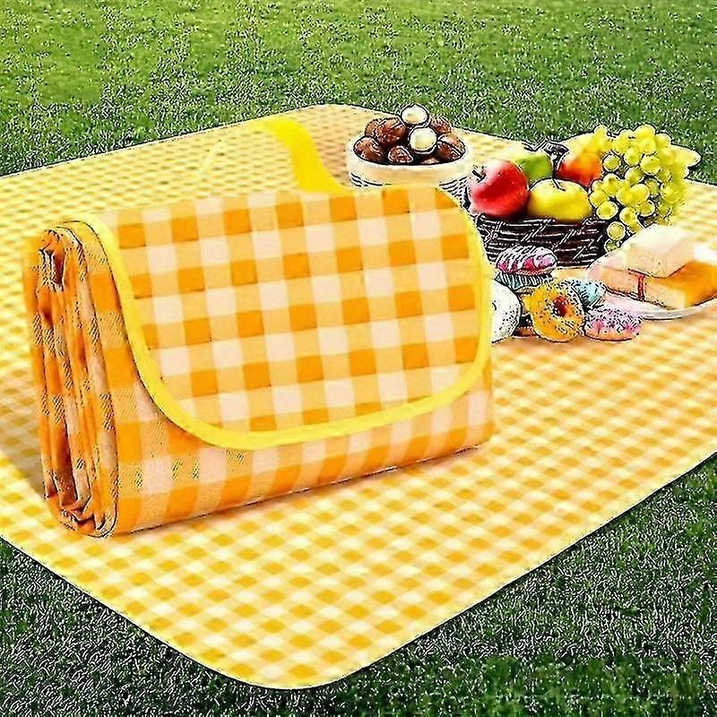 Yellow White Checkered Sand-Proof Blanket