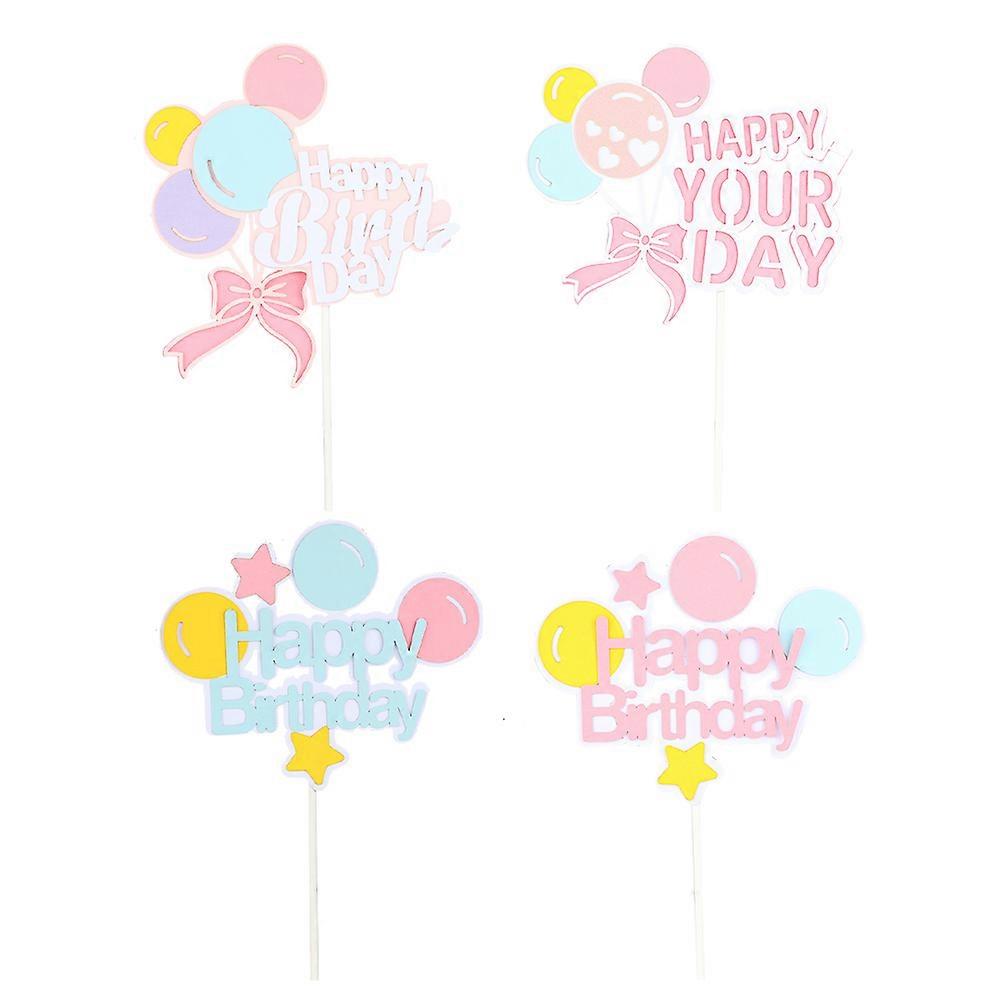 Egg Cake Insert Birthday Cake Topper for Decor 4Pcs Set