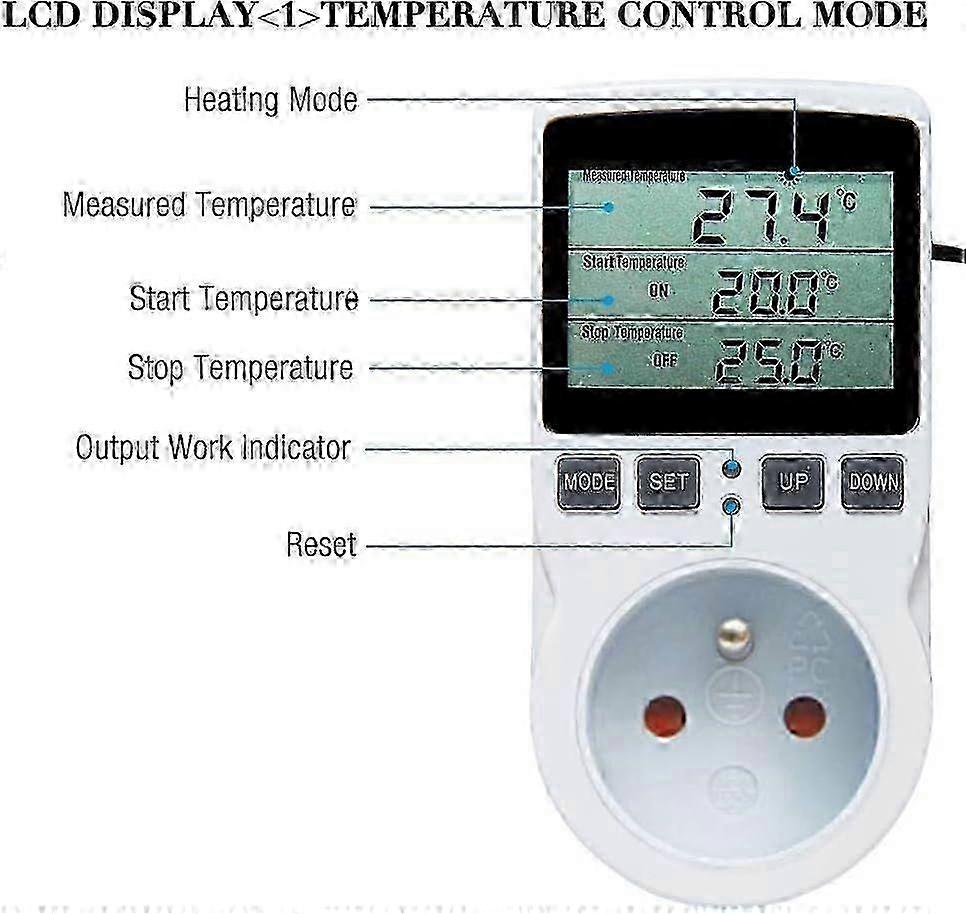 Digital Temperature Controller, Thermostat Socket Heating Cooling LCD Temperature Controller, 200v-250v for Firm Temperature Controller