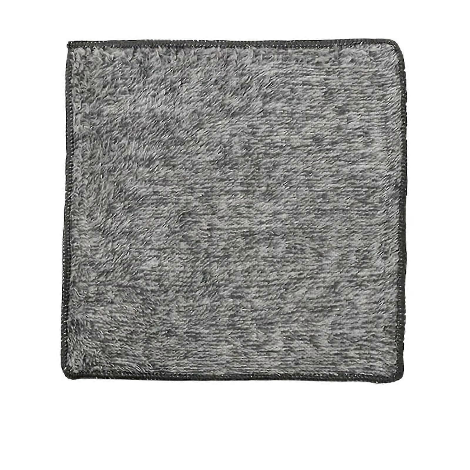 1/100PCS Gray Bamboo Charcoal Microfiber Dish Cloths – Thickened AntiGrease Kitchen Cleaning Rags,  Absorbent Durable Fabric