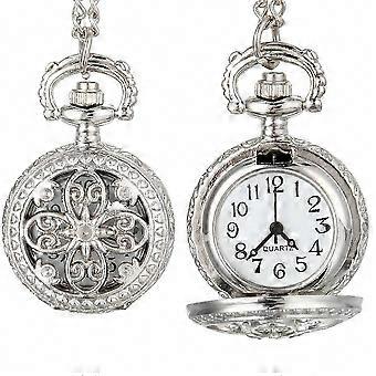 Pocket Watch for Women Quartz Alloy Hollow-Out Floral Vintage