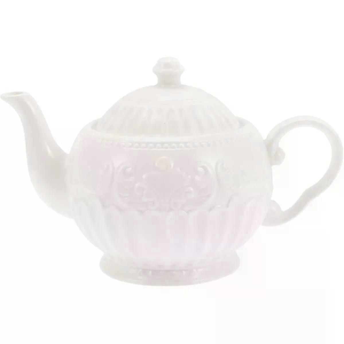 Ceramic Teapot White 900cc Large Teapot for Tea