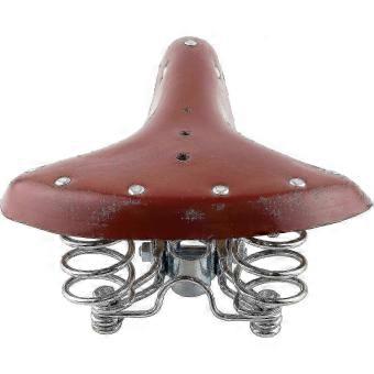 Comfortable Brown Genuine Leather Bicycle Saddle Cruiser Bike Seat with Shock Absorption