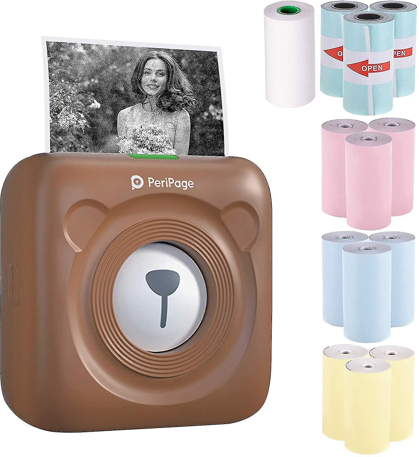 Minitulostin + 9 arkkia lämpöpaperia, kannettava lämpötulostin + Fiox