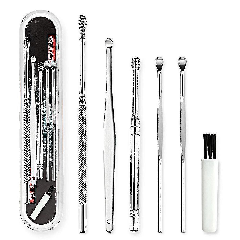Stainless Steel Ear Wax Removal Cleaner Tool 6pcs/set Earpick Kit