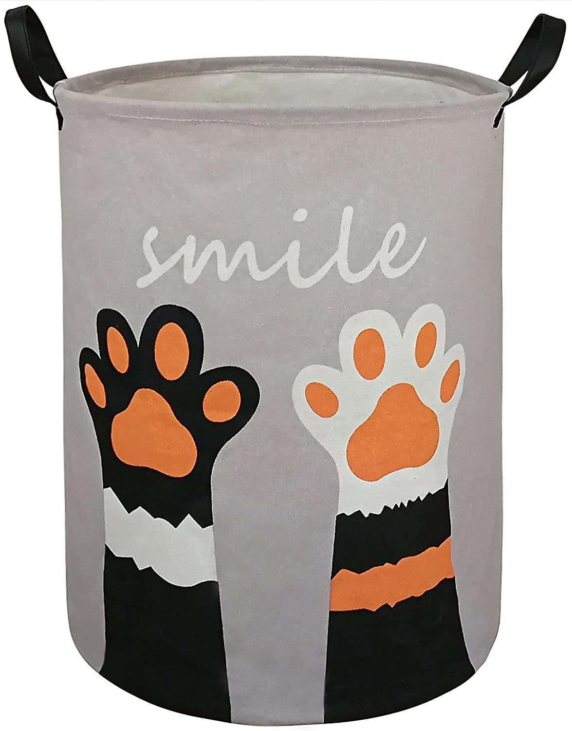 大型ラウンド収納バスケット防水コーティングオーガナイザービンランドリーハンパー保育園の服のおもちゃ(足)