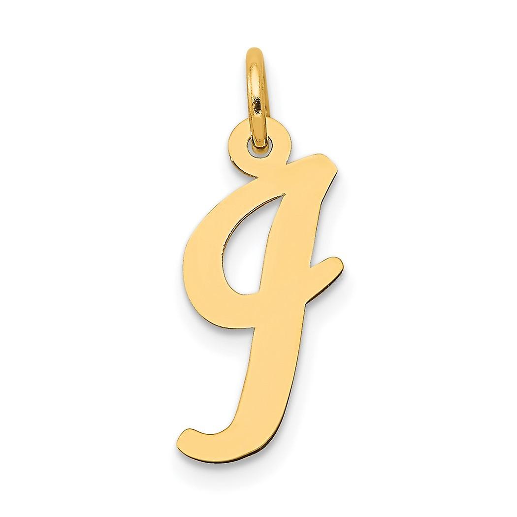 10k Solid Yellow Gold Medium Script Letter I Initial Charm Pendant Necklace for Women - .3 Grams