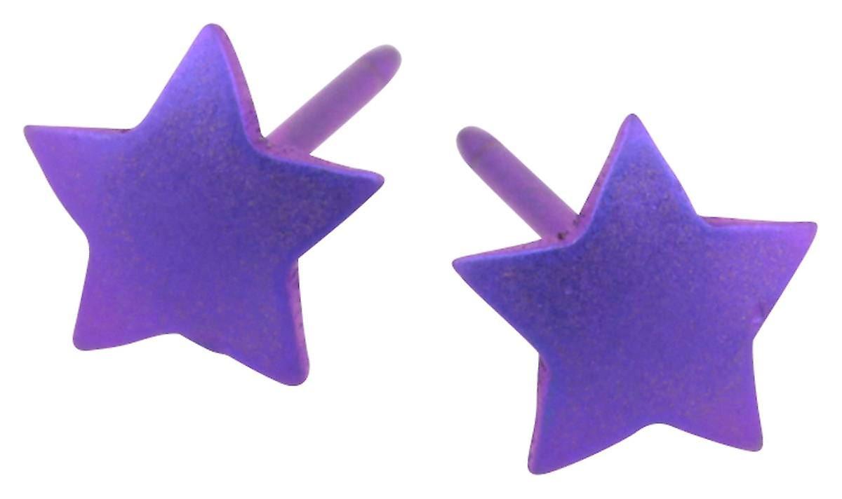 Ti2 Titanium Geometric Star Stud Earrings - Imperial Purple