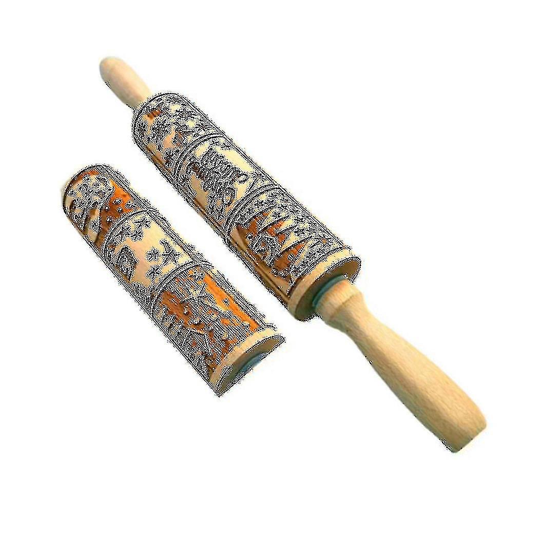 Christmas Pattern Wooden Embossed Rolling Pin,9 Different Scenes,european Window Rolling Pin For Ba