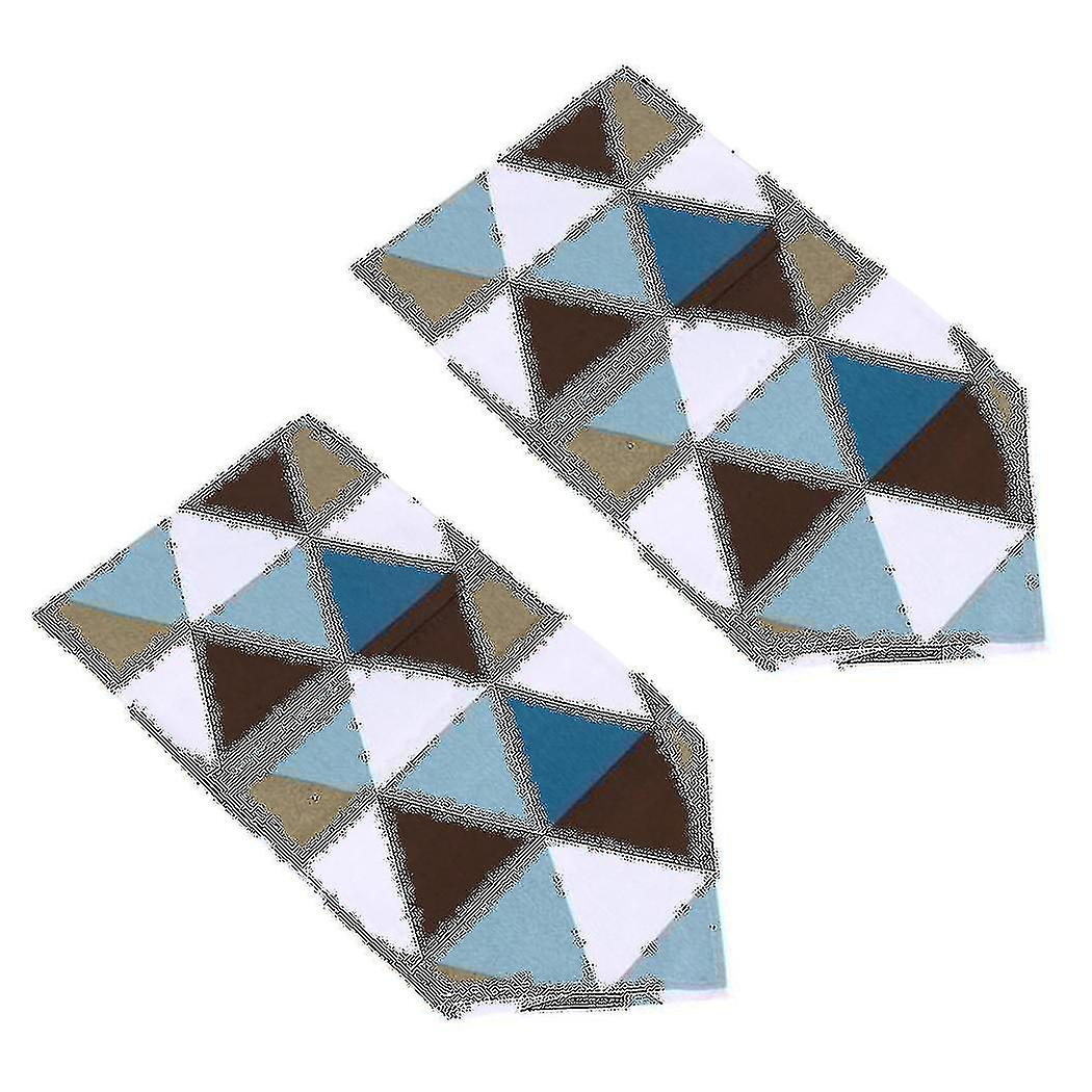 2x Modern Geometric Triangle-pattern Table Runner - Polyester Fabric Table Top Decoration Home Deco