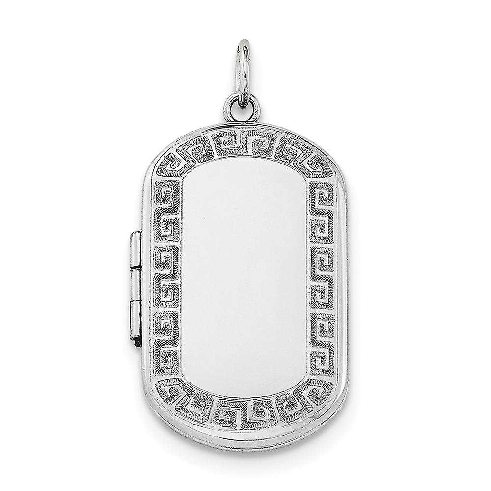 925 Sterling Silver Polished Patterned Holds 2 photos Greek Key Border Rectangular Locket 38.2x19.1mm Wide-Locket Neckla