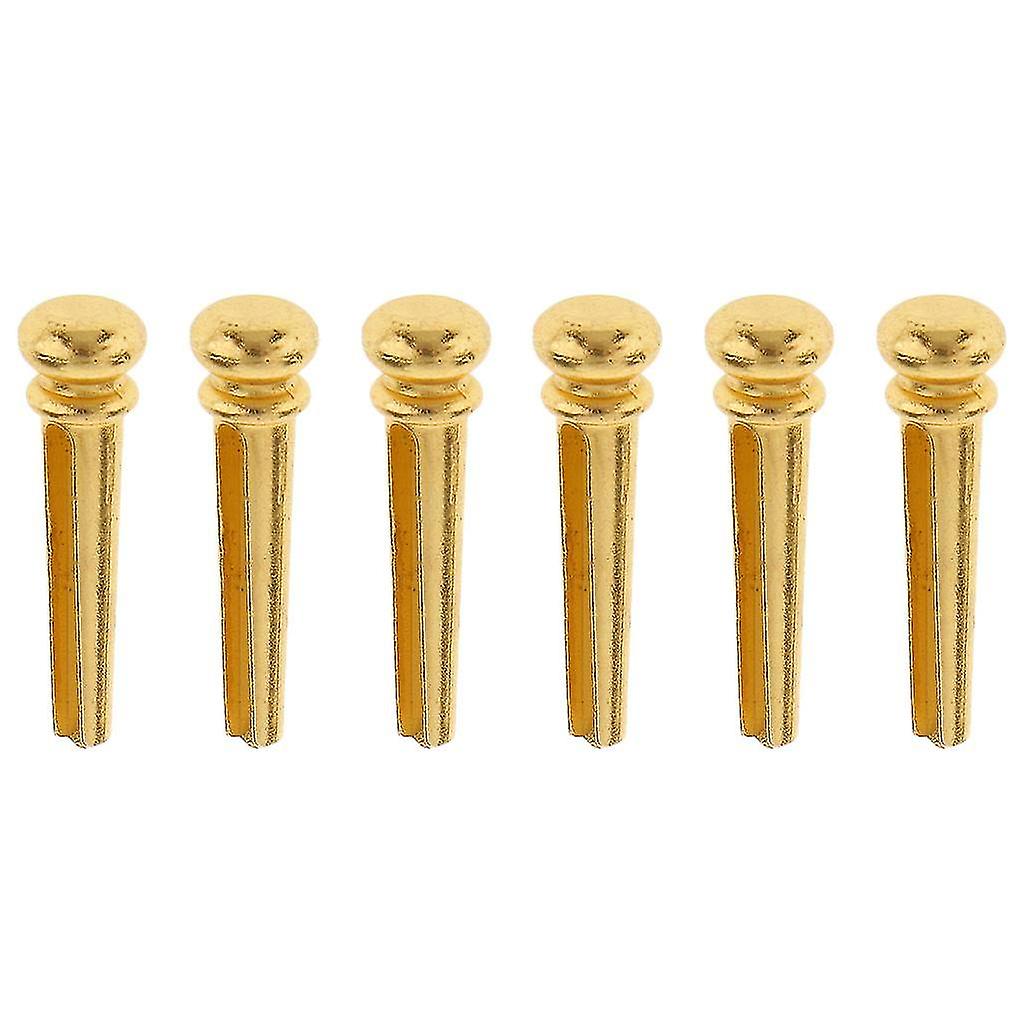 6pcs Guitar Metal Bridge Pins String End Peg Block Gold