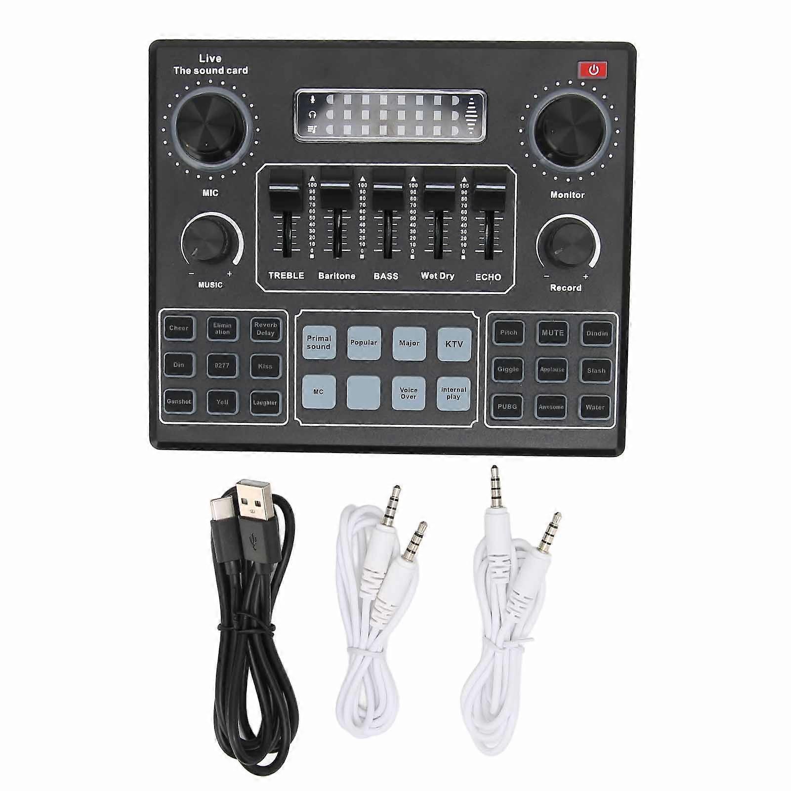V9 Bluetooth Sound Card Stereo Audio Mixer for Computer Game Mobile Phone Live Broadcast