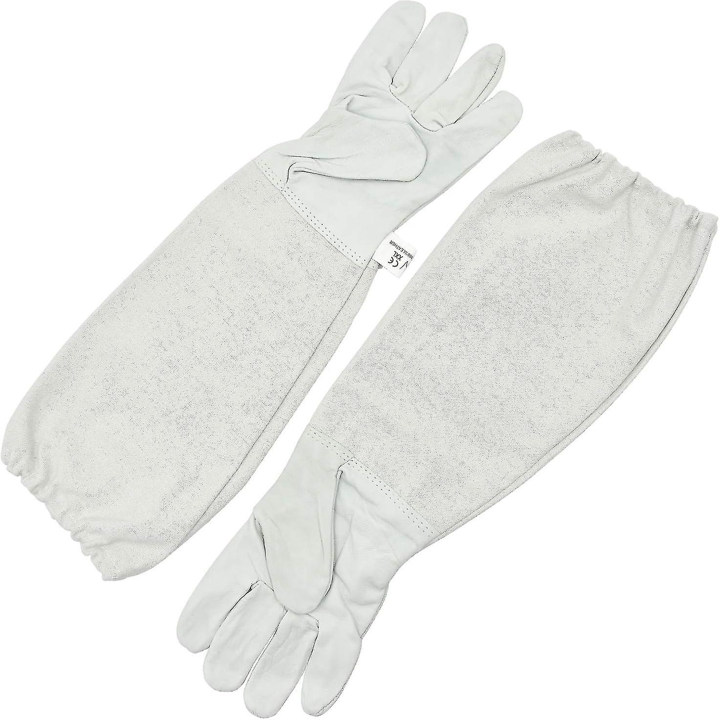 Goatskin Leather Beekeeper Gloves With Ventilated Long Sleeves For Beginner Beekeeper, Men, Women, Bees (49 X 17cm)