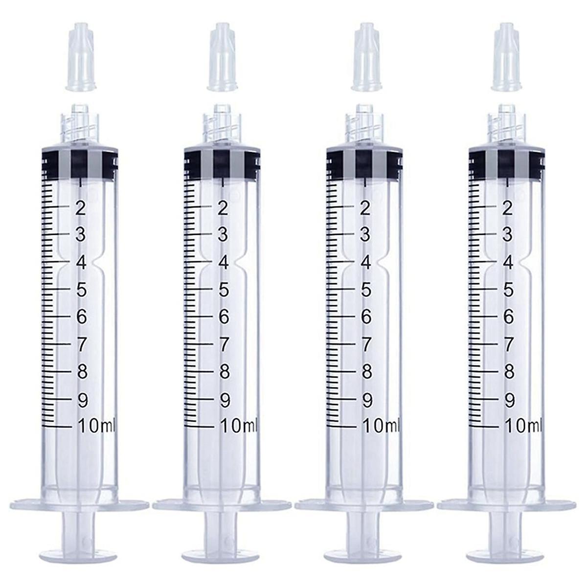 10ML Luer-Lock-Spritze 4er-Pack Sterile Kunststoffspritzen ohne Nadel, für Flüssigkeit, oral, Messgeräte Transparente