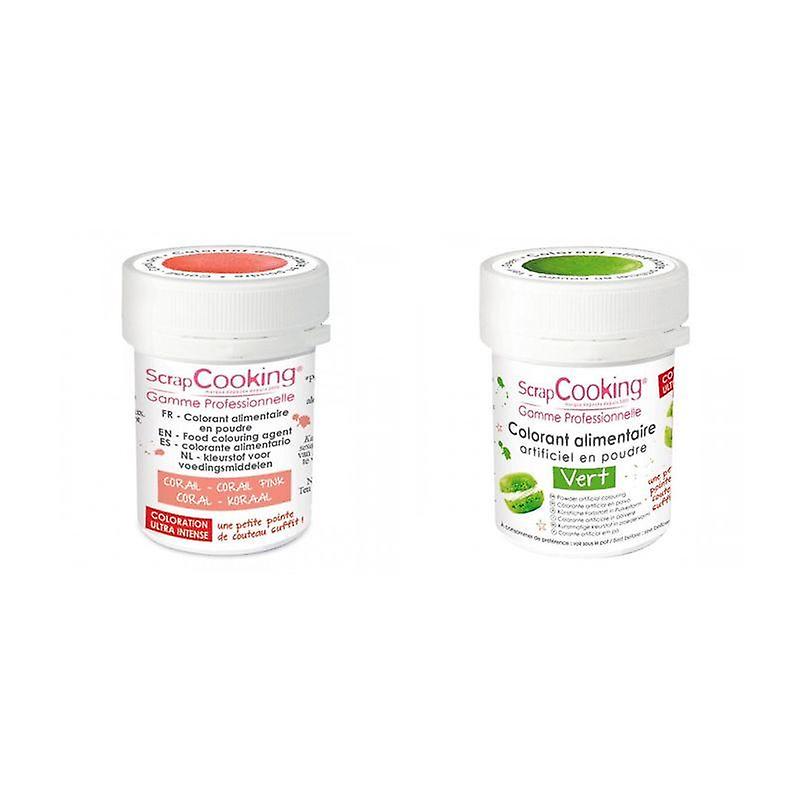 2 powdered food colorings - coral-green
