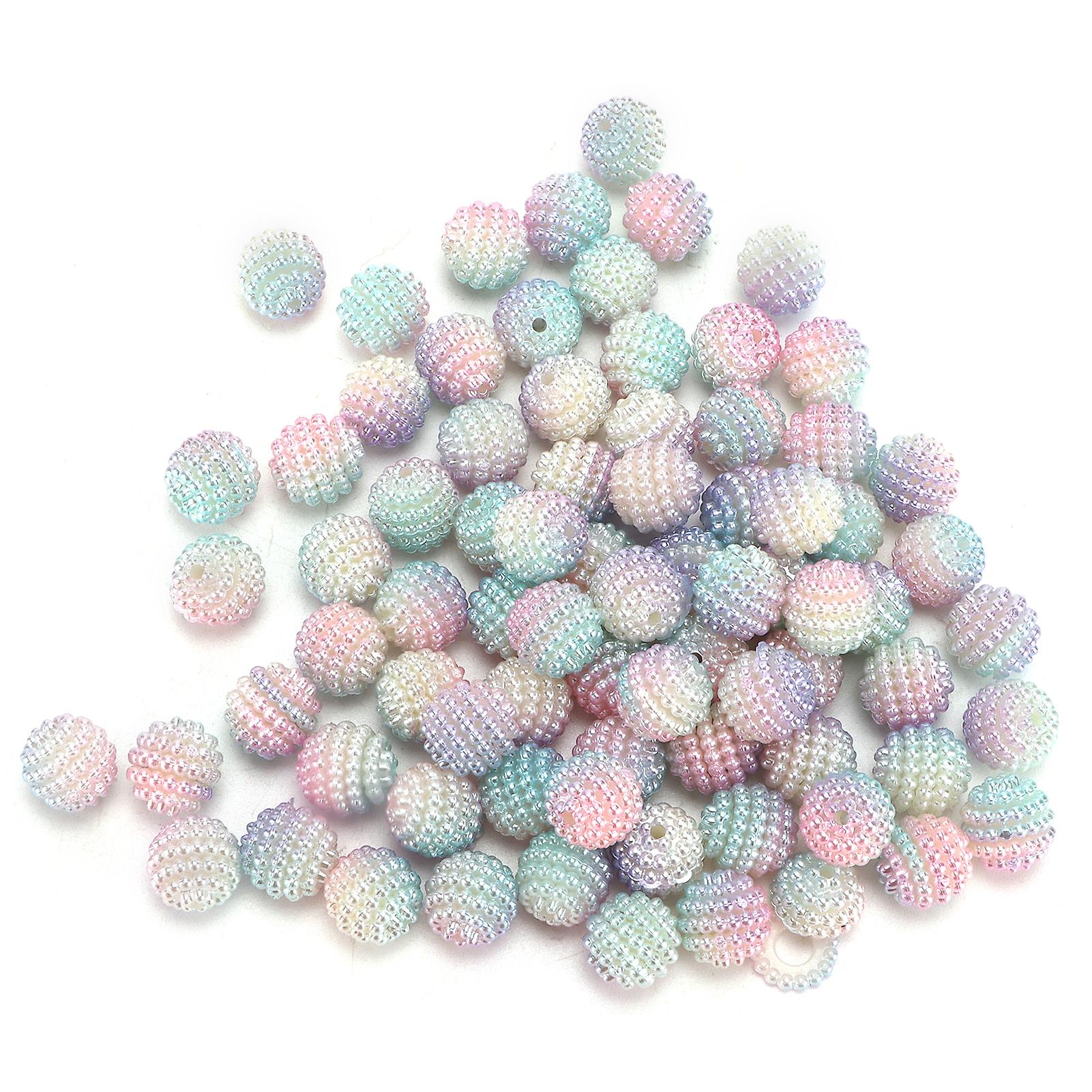 200pcs Blueberry Pearl Beads Gradient Color with Hole for Jewelry Making and Decoration No. 1