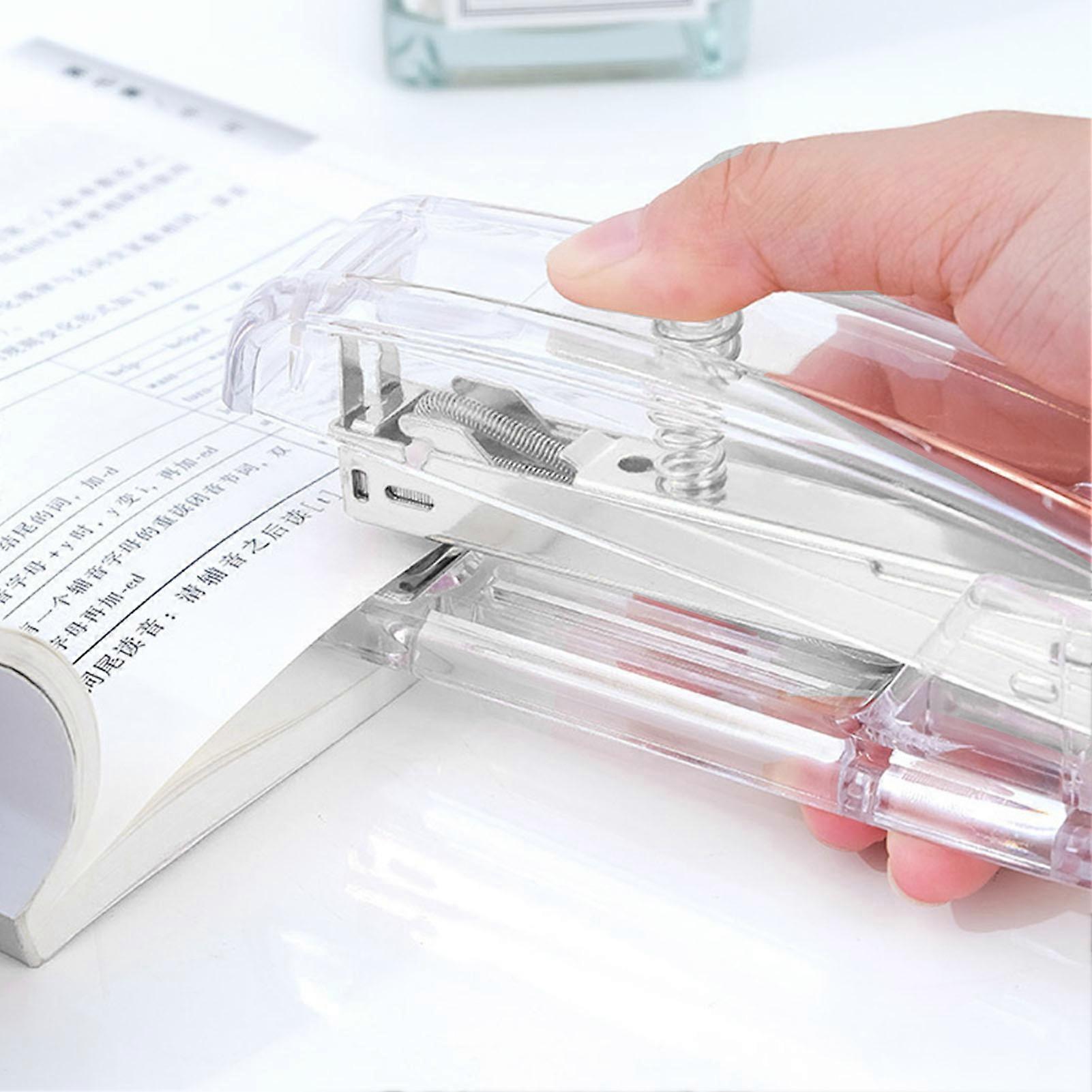 Stapler Minimalist Style Labor Saving Easy Stapling Comfortable Grip Acrylic Metal Handheld Stapler for Office School Transparent