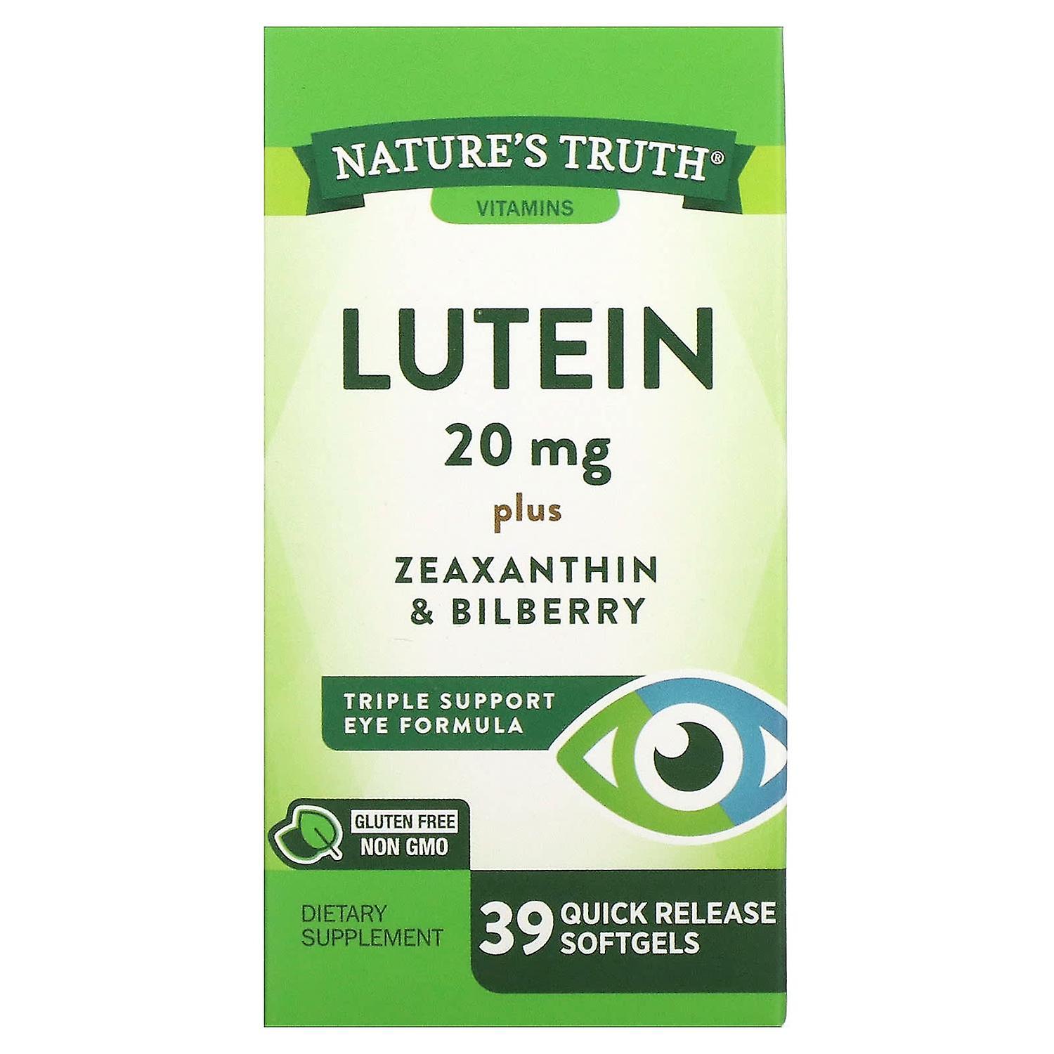 Nature's Truth, Lutein plus Zeaxanthin & Bilberry, 20 mg, 39 Quick Release Softgels