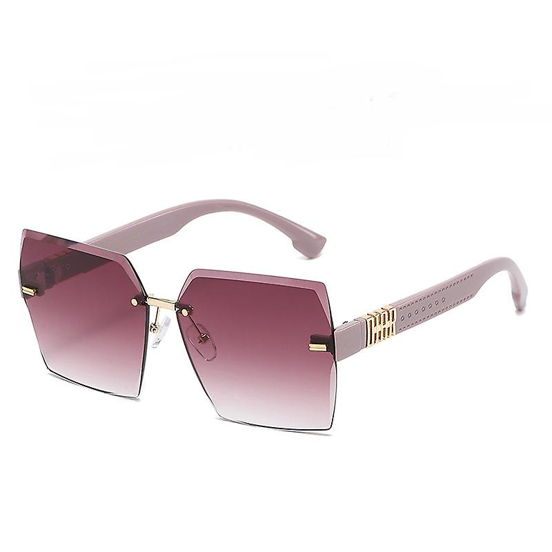 Rimless Cut Edge Women's Gradient Sunglasses, Large Frame Sunglasses