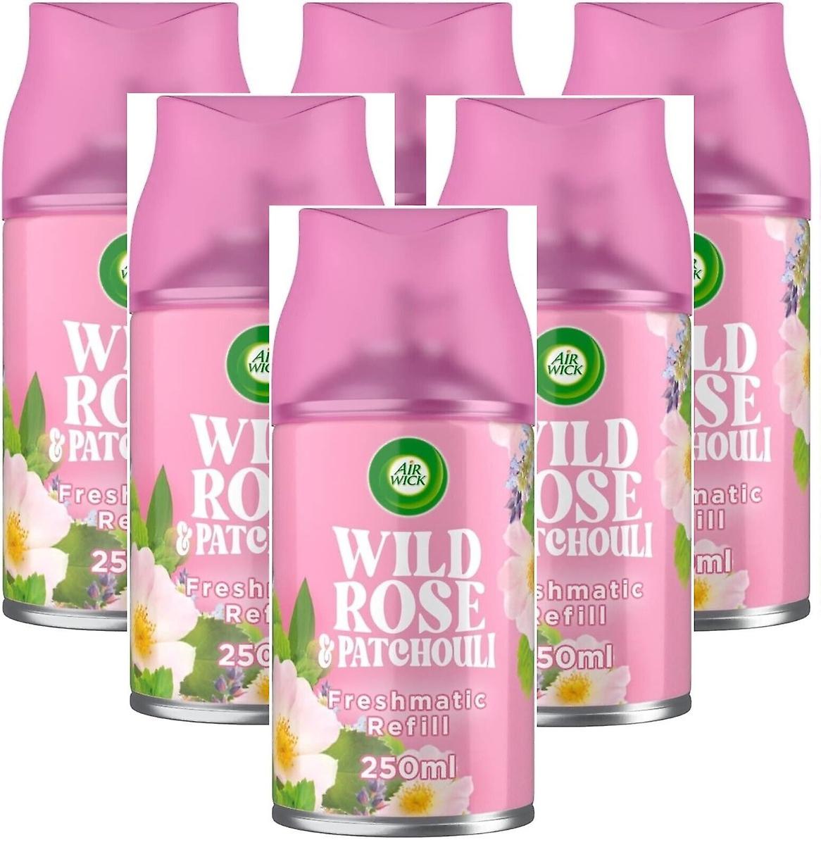 6 x Air Wick Freshmatic Max Automatic Spray Refill 250ml - Wild Rose & Patchouli
