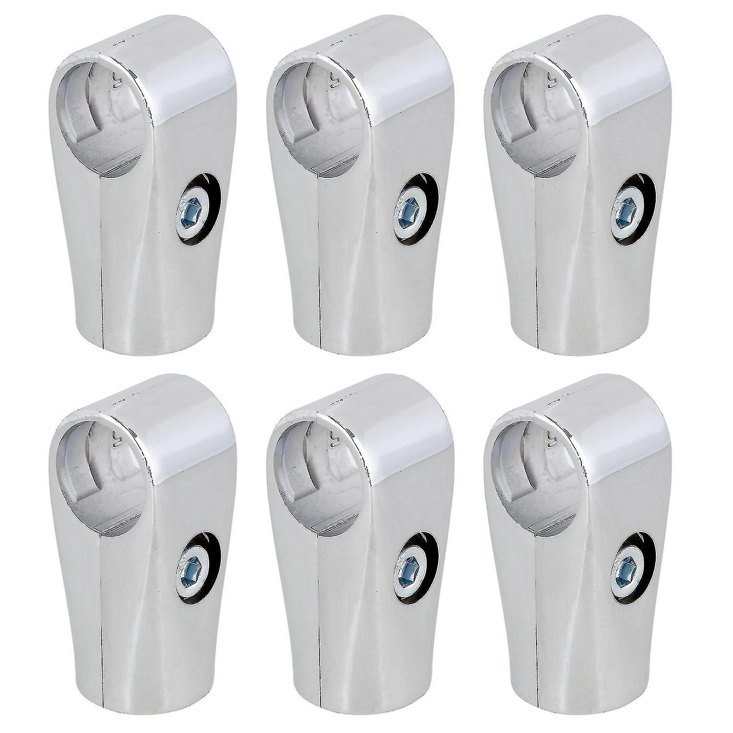 Pack of metal clothes drying rack pipe fittings two-way pipe connector 25 mm silver