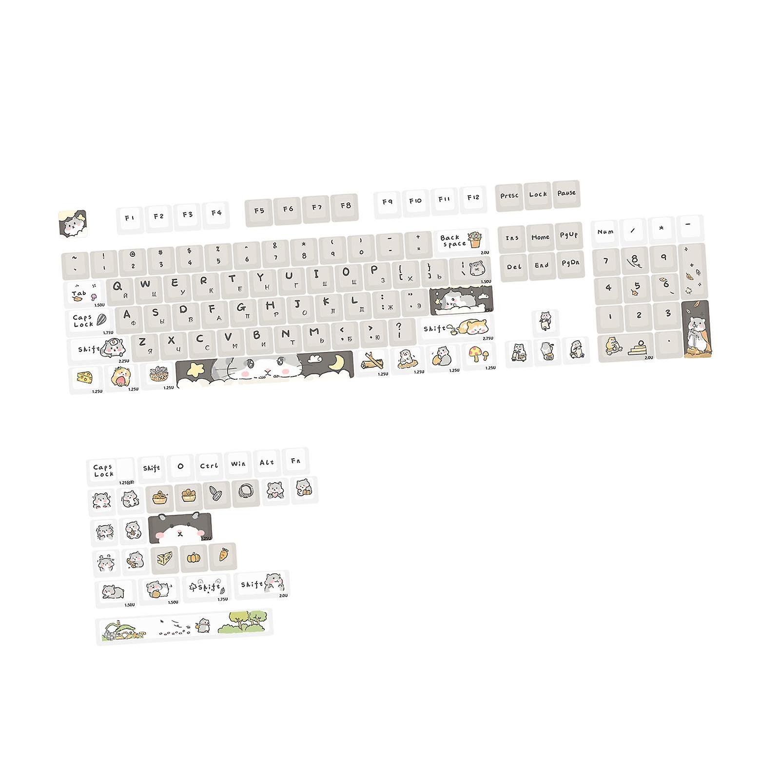 131 Keys PBT Keycaps Clear Keyboard Caps Ideal Gift Russian and English