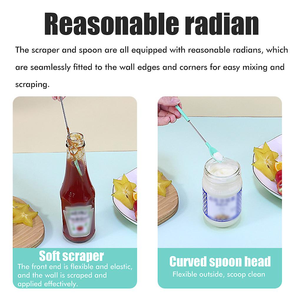 2Pcs Mini Silicone Spatula Set Reusable Retractable Small Thin Jar Scraper for Makeup Beauty Kitchen