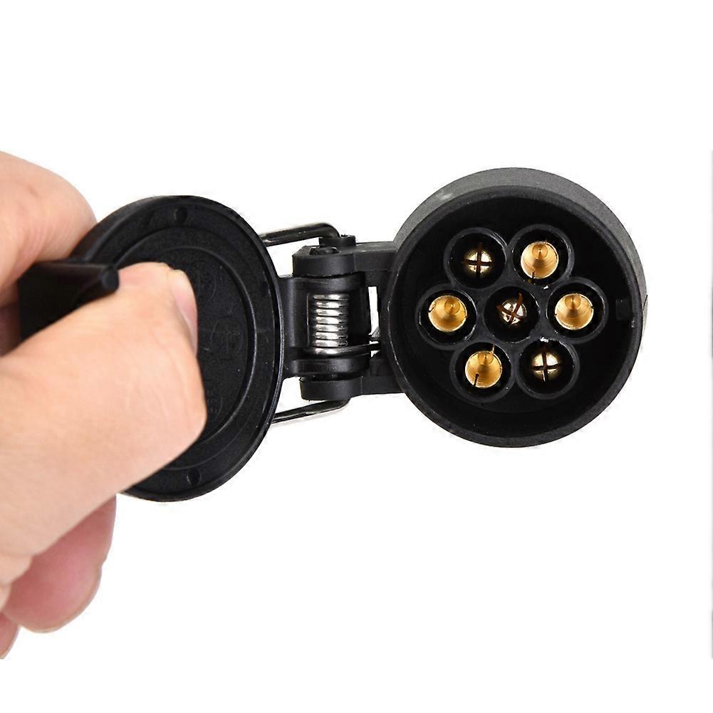7 Pin 12V Trailer Socket Plug Adapter for Caravan Towbar, Black