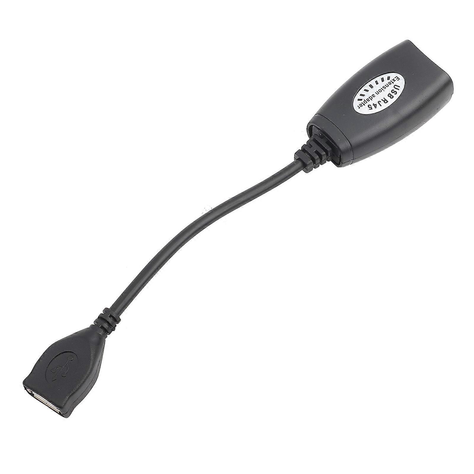 USB 2.0 to RJ45 Ethernet Extension Cable 7.5in Black Wired Adapter