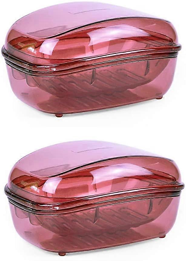 Set of 2 Clear Plastic Soap Boxes for Home Kitchen Large Size