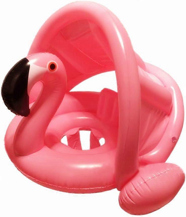 Flamant Flotteur de Piscine pour bb avec auvent,Boue Sige Gonflable Piscine Gonflable Enfant Bbs 6 - 48 Mois Baignoire Piscine PVC Matriel(Rose)