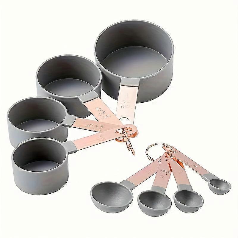 8-Piece Plastic Measuring Cups and Spoons Set with Stainless Steel Handles, Multi-Functional Graduated Measurement Tools for Cooking and Baking, Kitch