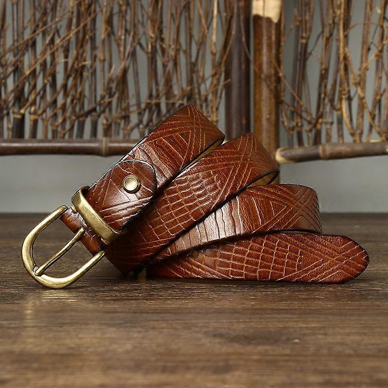 2.8 سنتيمتر حقيقي للحزام الجلدي أنثى جلد البقر الطبيعي أزياء جودة الصلبة النحاس مشبك نمط مصمم حزام المرأة للجينز