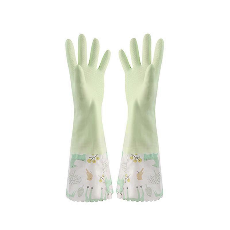 2 par lange husholdnings sklisikre gummihansker Vanntette rengjøringshansker til husholdning, kjøkken, bad