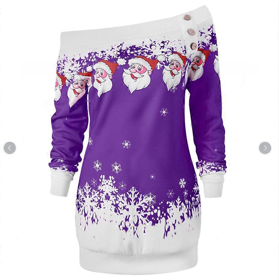 Christmas Snowflake Printed Women Long Sleeve Sweatshirt Sweater Dress  Christmas Tunic Dress Long Oversized Tops Plus Size | Fruugo NO