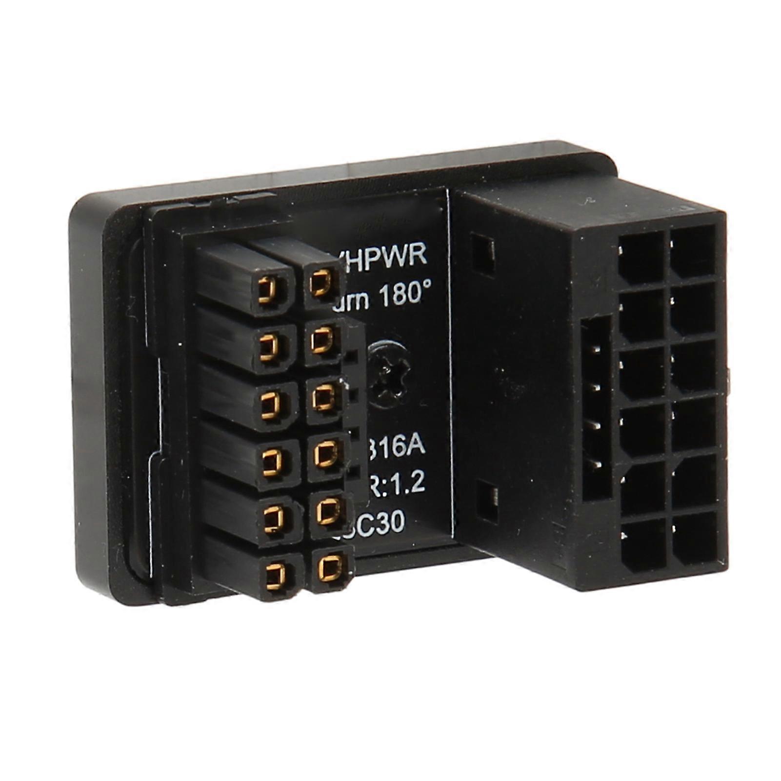 GPU PCIe Connector 600W 12V HPWR 16P to 16P Male to Female 180 Degrees GPU Power Adapter Board for Desktop Computer PH316 Black