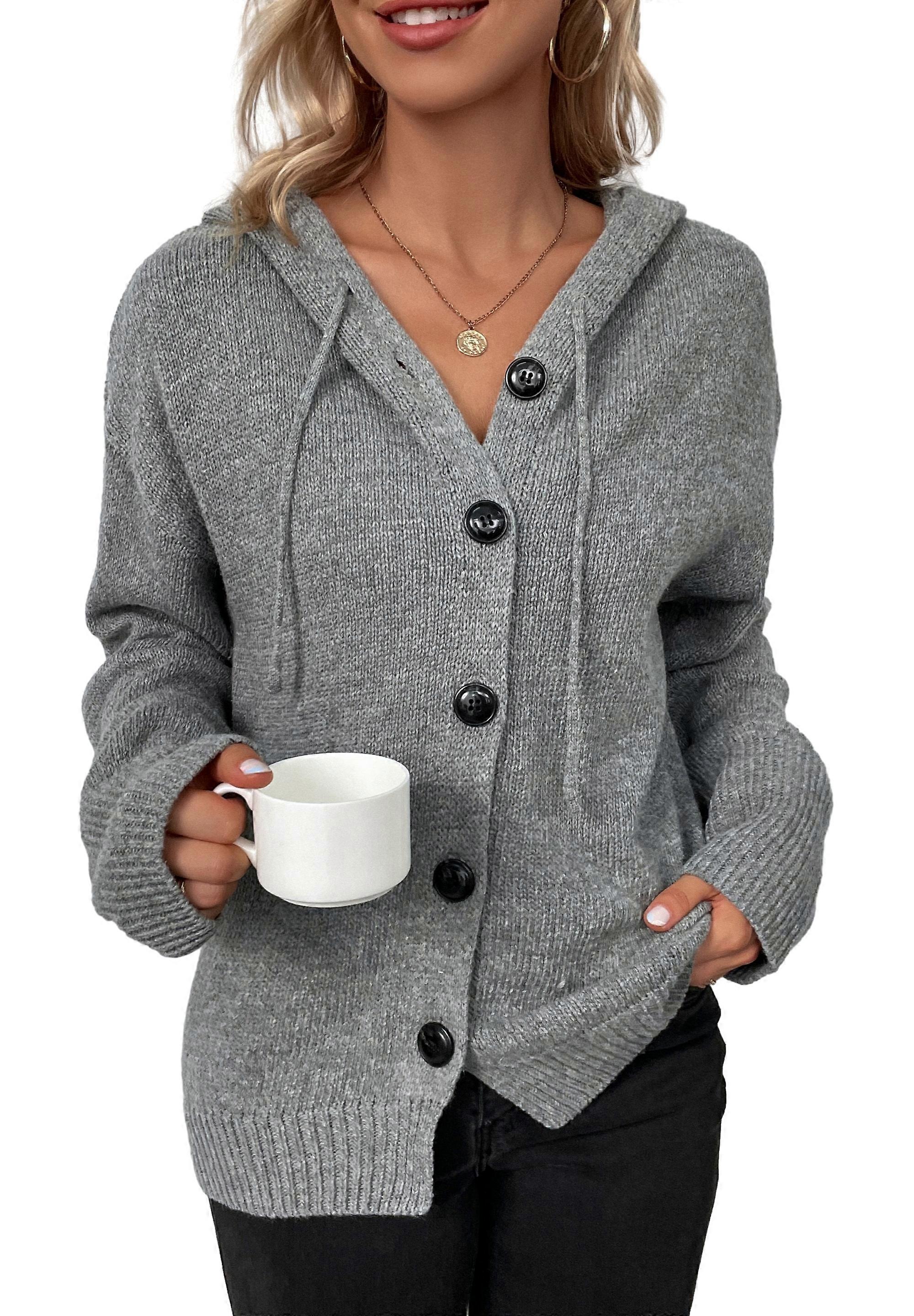 Varm kofta för kvinnor, knäpptröja, tröjkofta