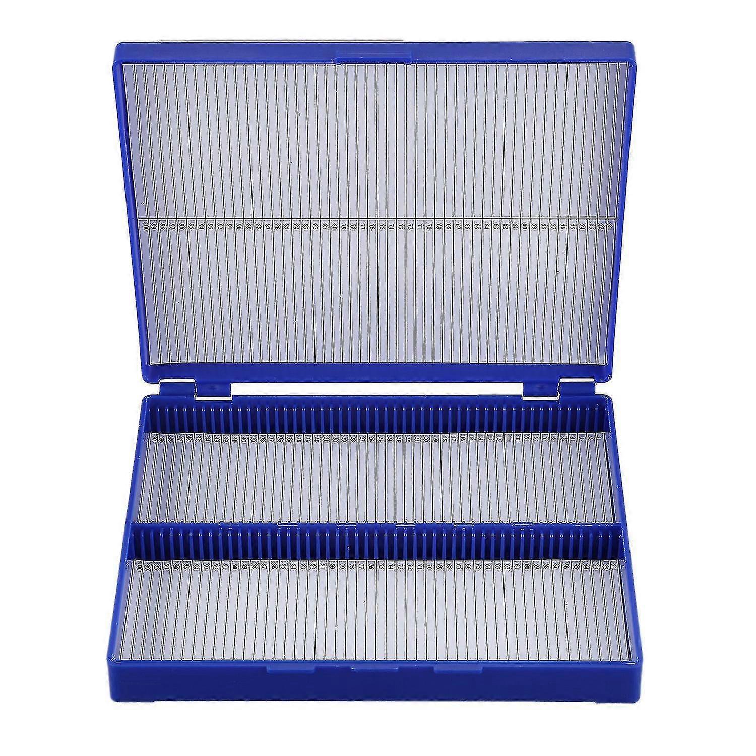 Royal Blue Plastic Rectangle Hold 100 Microslide Slide Microscope Box (tangling)
