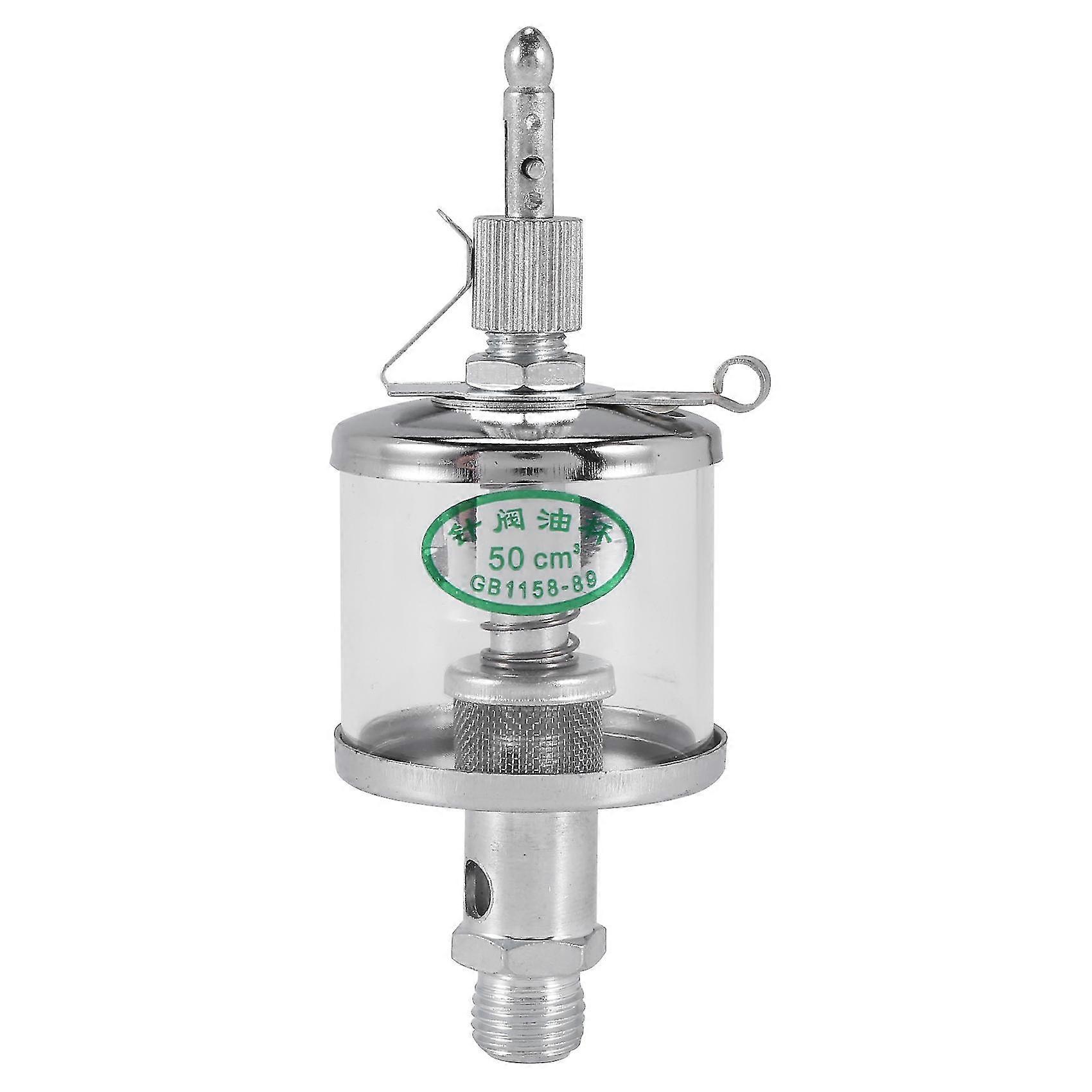 50mL Engine Machine Lubricator Oil Gravity Drip Feed Oiler Clear+Silver