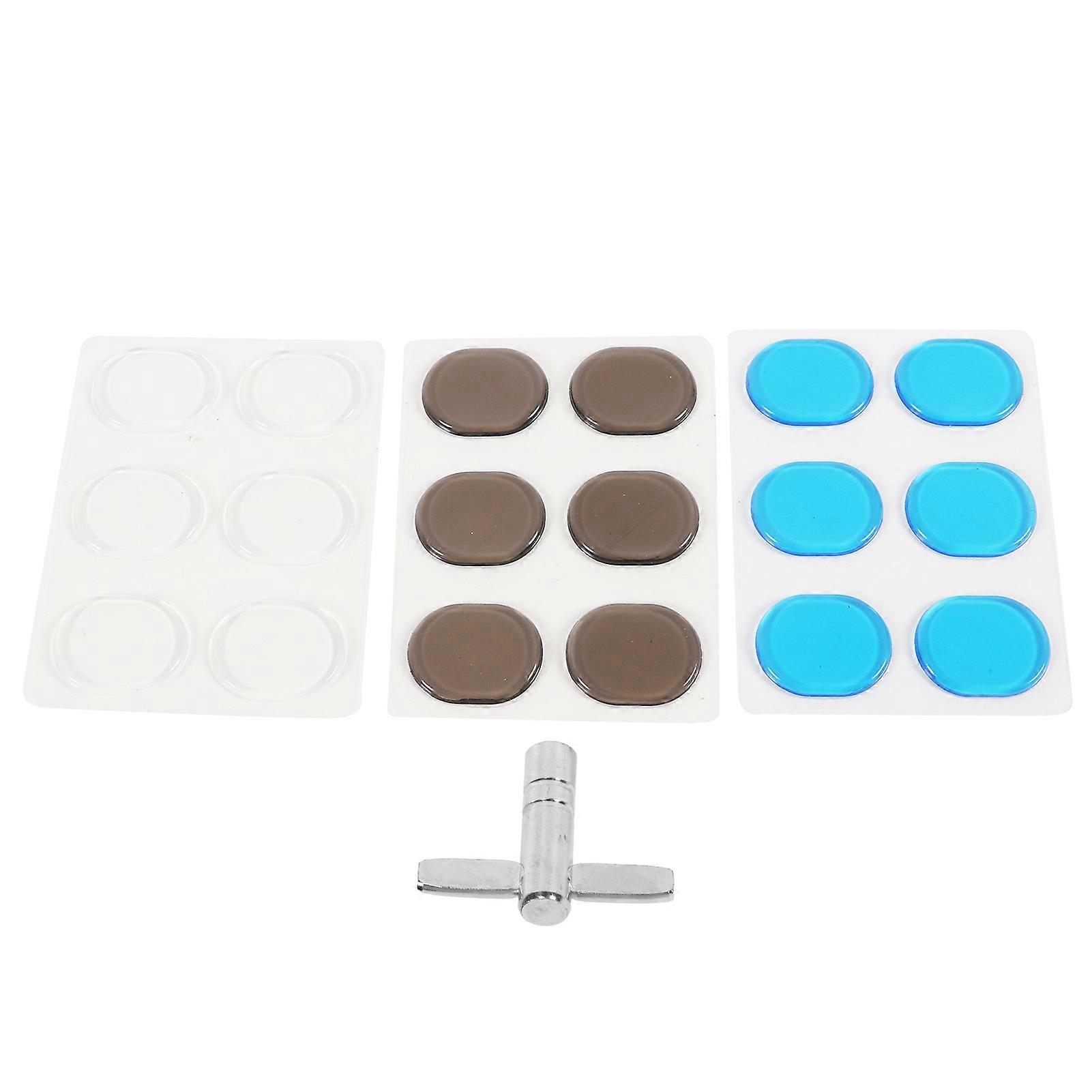 3 Sheets Silicone Mute Pad Drum Kit Soft Dampeners Replacement Sound Damping Mats with T Wrench