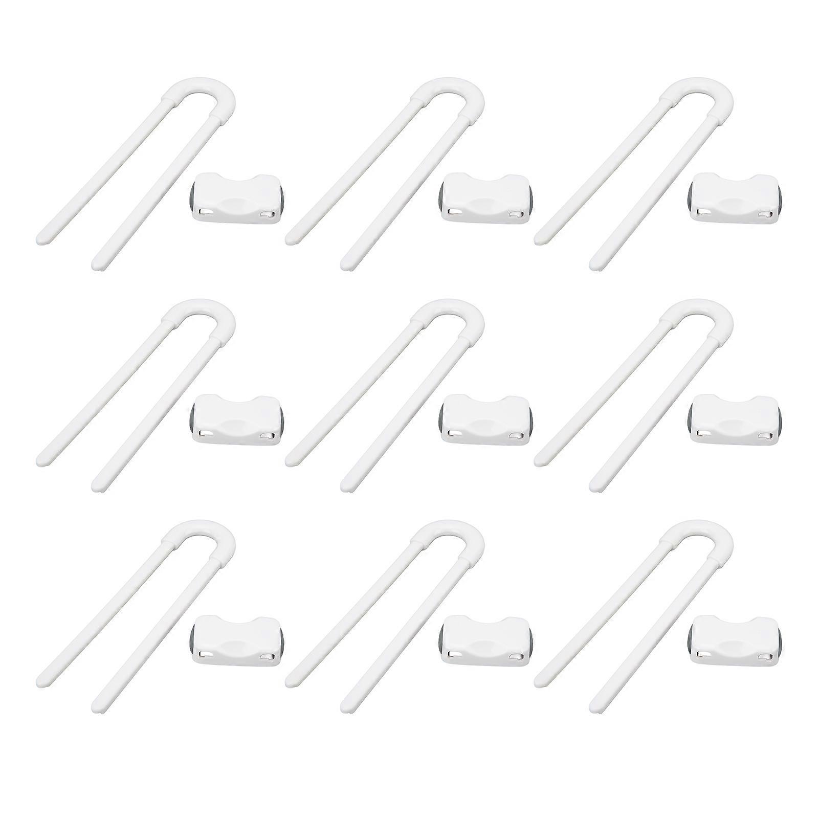 Child Locks 12PCS U Shaped Safety Latches for Cabinets Doors Drawers Windows White
