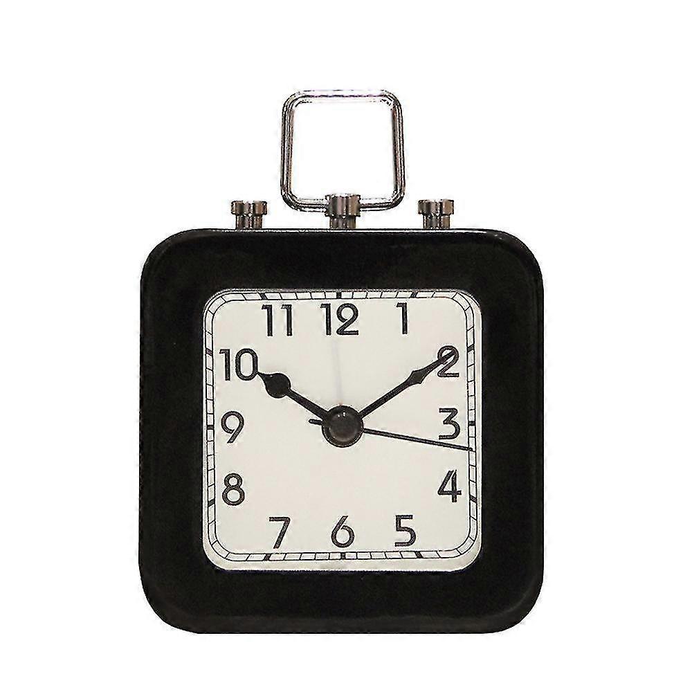 creative small alarm clock battery-powered clock metal shell black