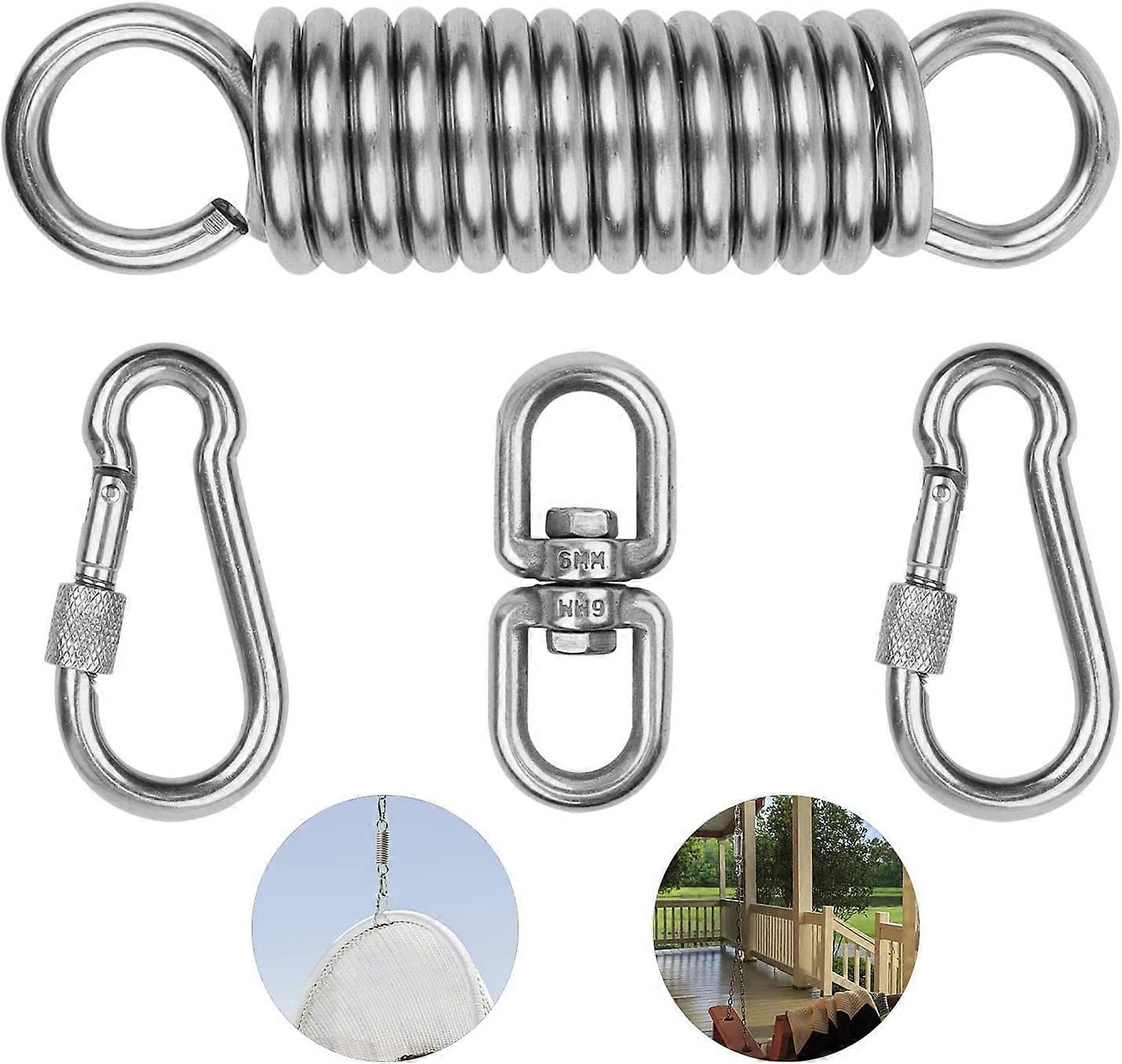 Swing Spring, Spring Hanging Chair With 360 Swivel Hook And 2 Carabiners, With Load Capacity Up To 250, Suitable For Hammocks, Machines