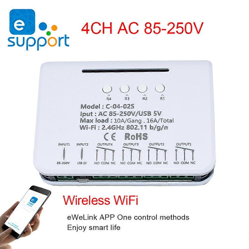 Modulo interruttore WIFI wireless 4 canali, telecomando, modulo relè Smart Home a 4 canali, timer compatibile con Alexa e Google Home.