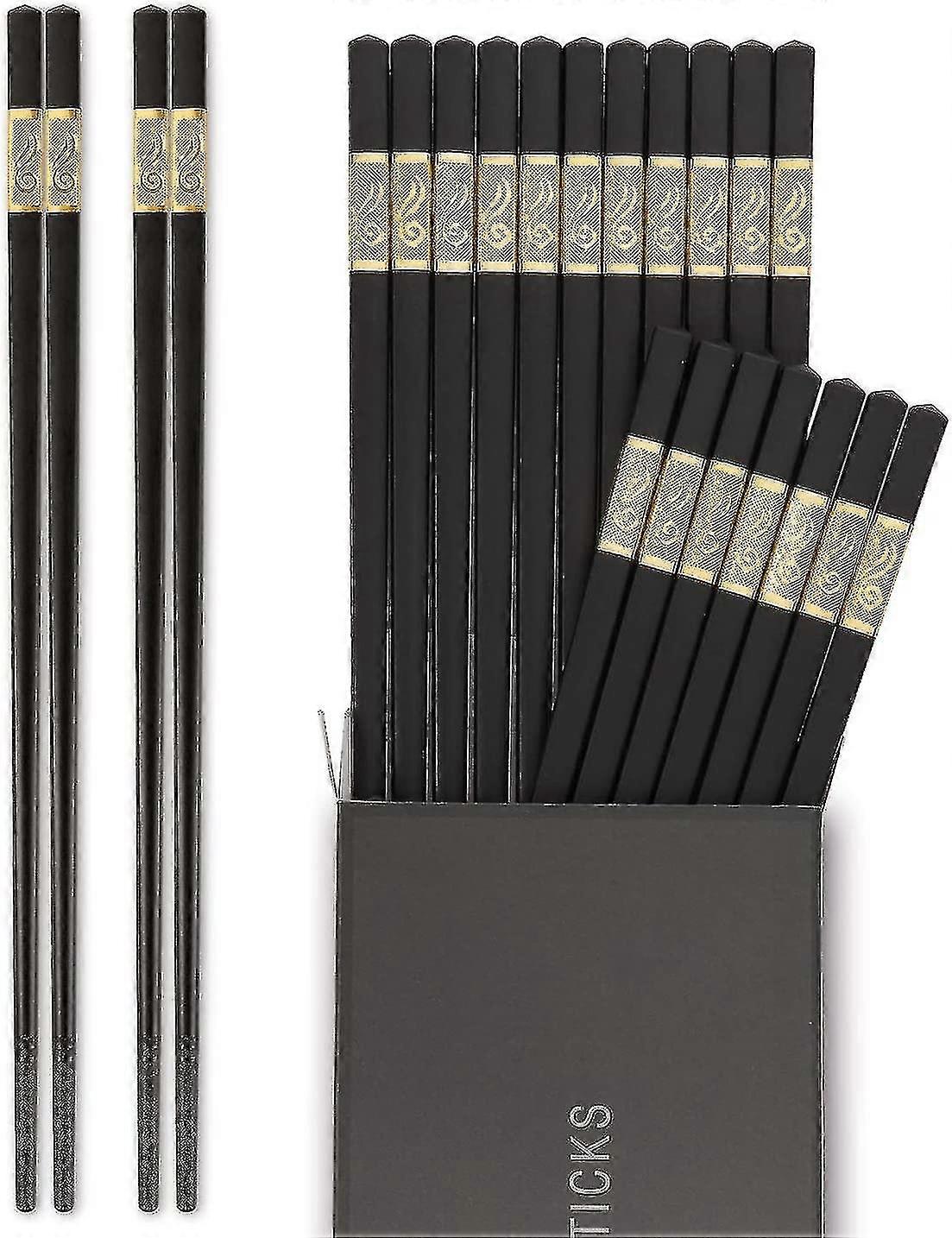 Chopsticks 10-pairs Reusable Fiberglass Chopsticks Dishwasher Safe, 9 1/2 Inches - Gold