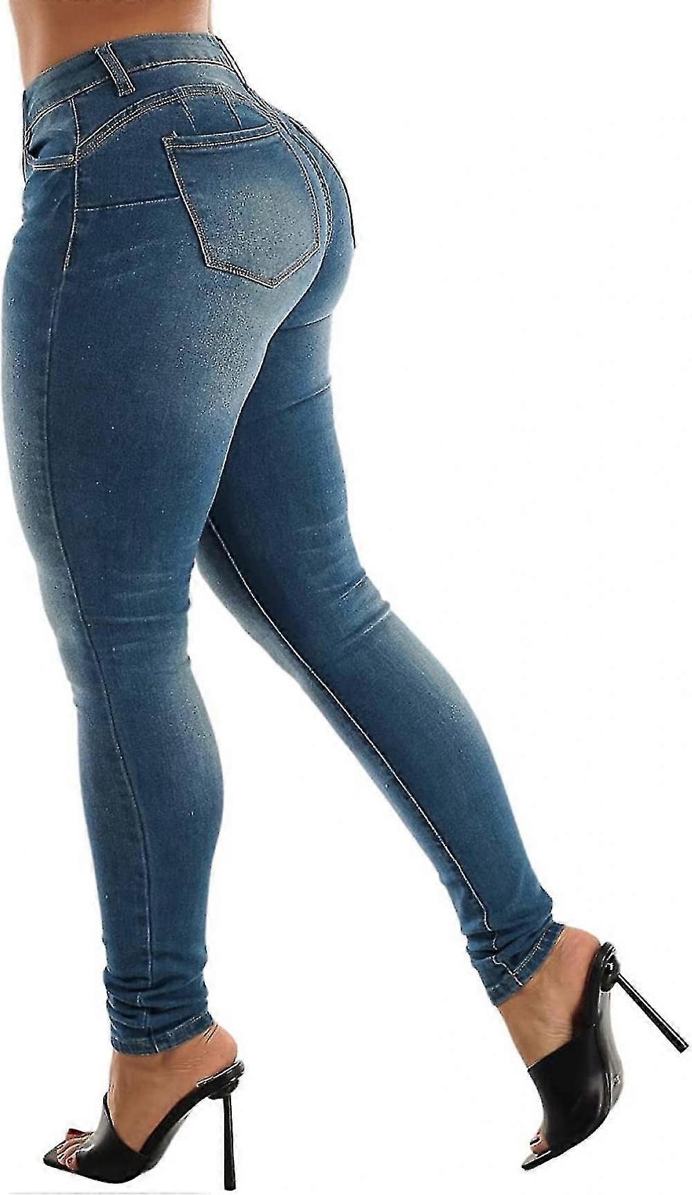 Kadınlar Için Yüksek Bel Popo Kaldırma Kot Pantolon Kolombiyalı Skinny Jeans-YuJia
