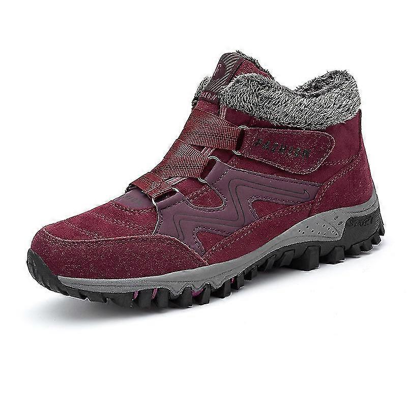 Chaussures d’hiver imperméables antidérapantes en cuir épaisse en daim pour femmes