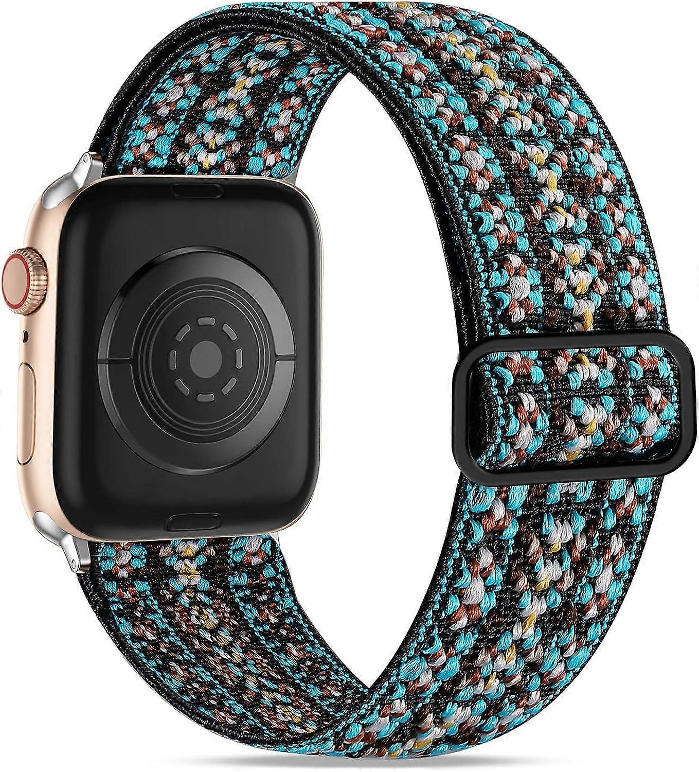 LINJOU pour Apple Watch 44mm 42mm 45mm Femmes/Hommes, Bande de remplacement en nylon extensible réglable pour Apple Watch SE/iWatch Series