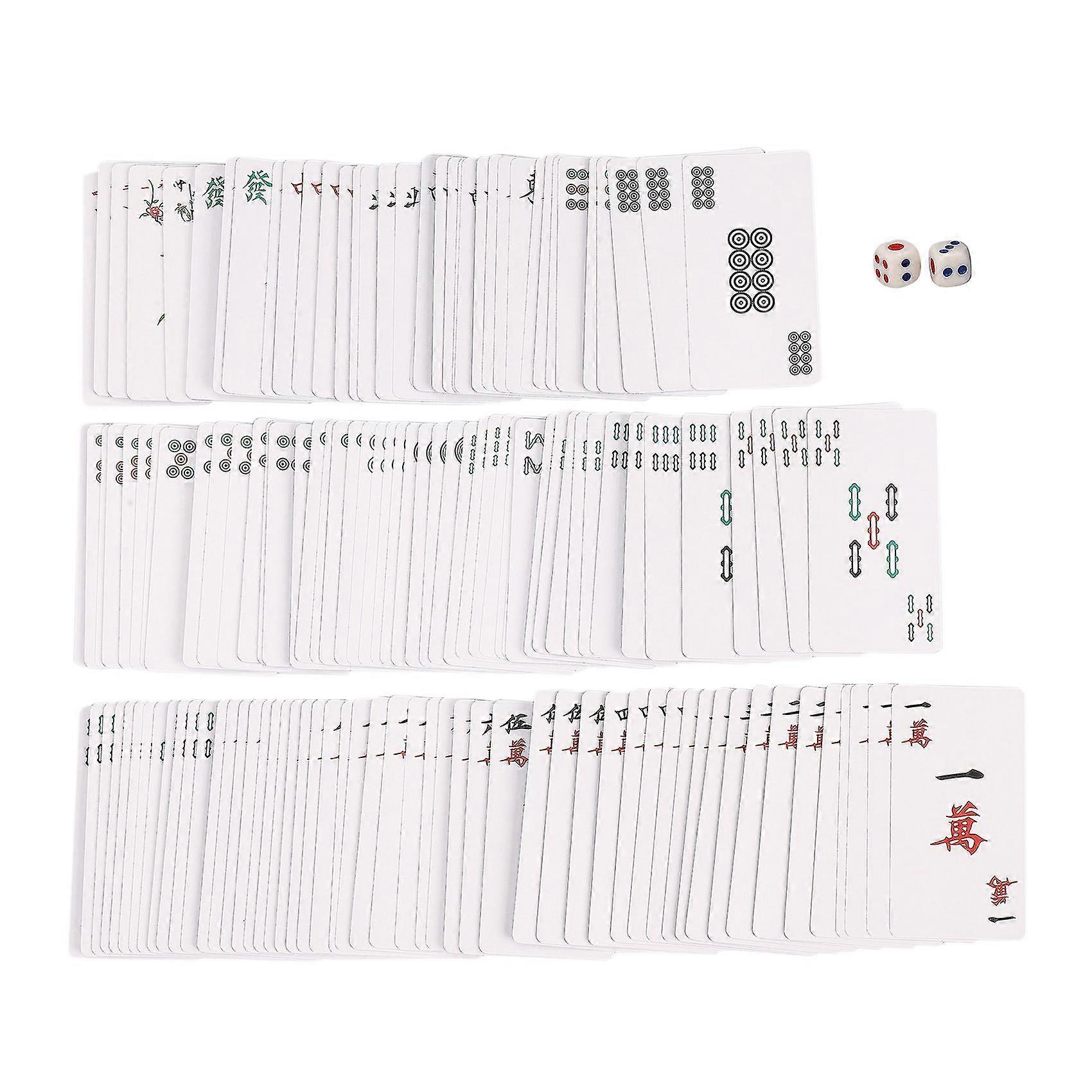 144pcs/set Mah Jong Paper Mahjong Chinese Playing Cards Game With 2pcs Dices Portable Travel Entert